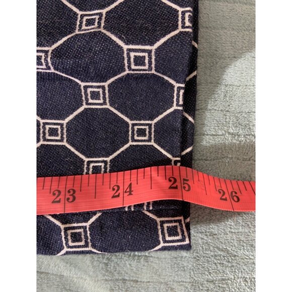Talbots Capri Pants 10P Navy Geometric Flat Front Straight High Waist Preppy - Picture 6 of 7